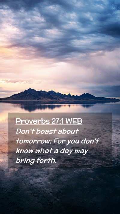 Picture 02 - Proverbs 27:1 WEB Mobile Phone Wallpaper - Don't boast about tomorrow; For you don't know - Mobile Bible Verse Wallpaper