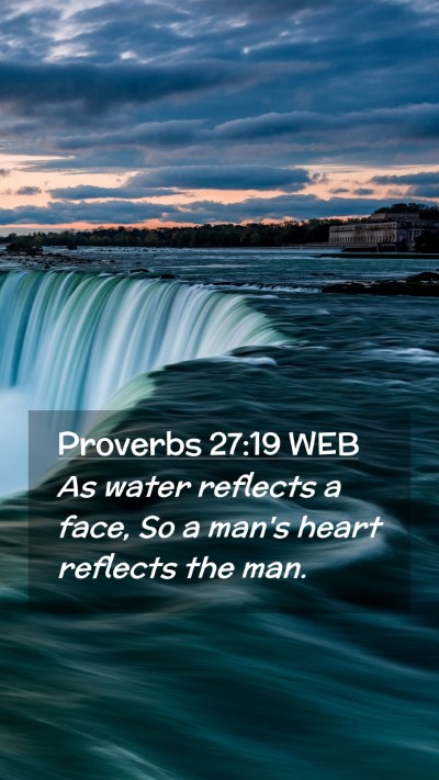 Picture 02 - Proverbs 27:19 WEB Mobile Phone Wallpaper - As water reflects a face, So a man's heart - Mobile Bible Verse Wallpaper