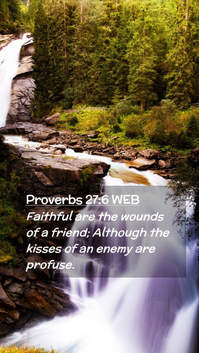 Picture 02 - Proverbs 27:6 WEB Mobile Phone Wallpaper - Faithful are the wounds of a friend; Although the - Mobile Bible Verse Wallpaper
