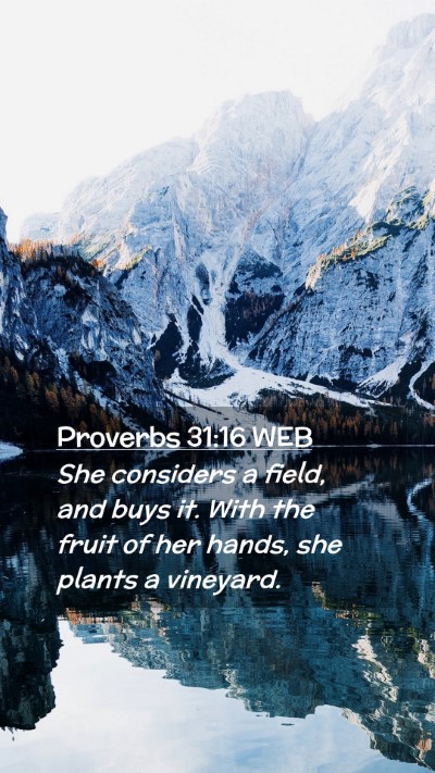 Picture 02 - Proverbs 31:16 WEB Mobile Phone Wallpaper - She considers a field, and buys it. With the - Mobile Bible Verse Wallpaper