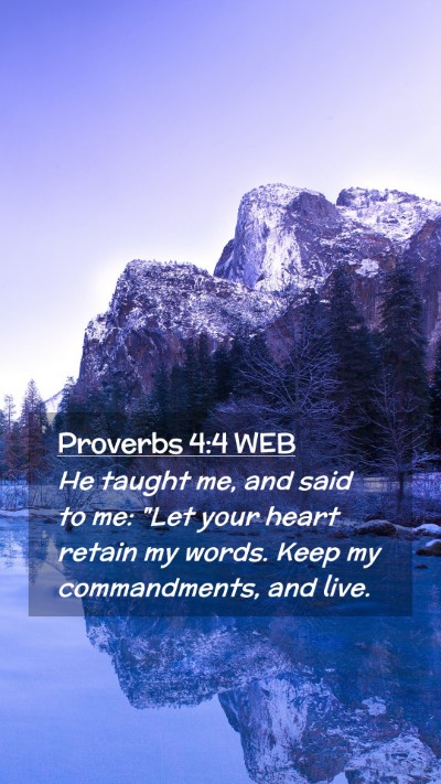Picture 02 - Proverbs 4:4 WEB Mobile Phone Wallpaper - He taught me, and said to me: 
