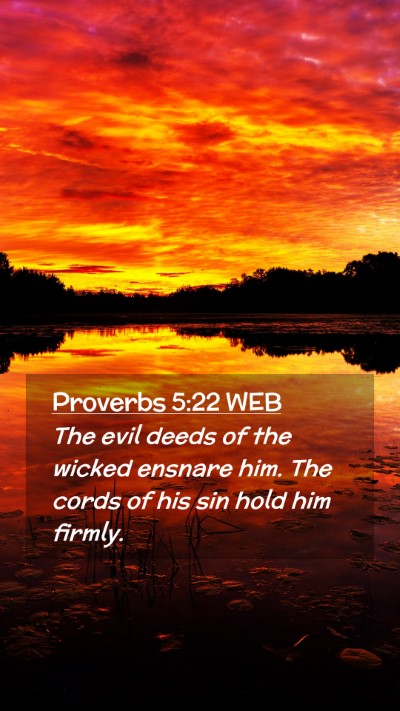 Picture 02 - Proverbs 5:22 WEB Mobile Phone Wallpaper - The evil deeds of the wicked ensnare him. The - Mobile Bible Verse Wallpaper