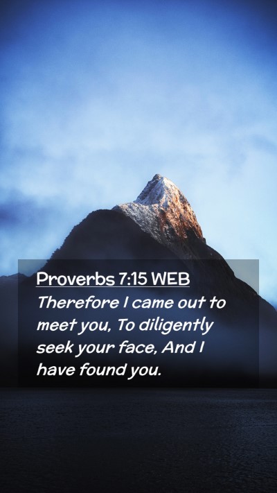 Picture 02 - Proverbs 7:15 WEB Mobile Phone Wallpaper - Therefore I came out to meet you, To diligently - Mobile Bible Verse Wallpaper
