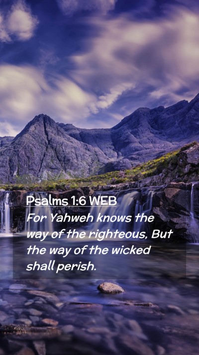 Picture 02 - Psalms 1:6 WEB Mobile Phone Wallpaper - For Yahweh knows the way of the righteous, But - Mobile Bible Verse Wallpaper