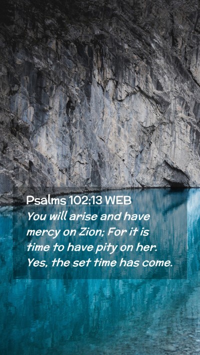 Picture 02 - Psalms 102:13 WEB Mobile Phone Wallpaper - You will arise and have mercy on Zion; For it is - Mobile Bible Verse Wallpaper