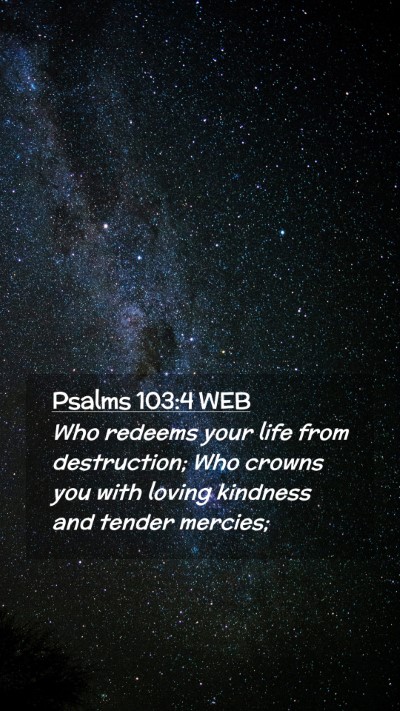 Picture 02 - Psalms 103:4 WEB Mobile Phone Wallpaper - Who redeems your life from destruction; Who - Mobile Bible Verse Wallpaper