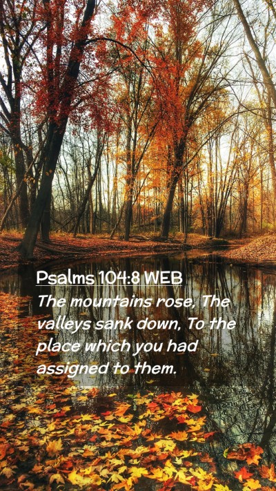 Picture 02 - Psalms 104:8 WEB Mobile Phone Wallpaper - The mountains rose, The valleys sank down, To the - Mobile Bible Verse Wallpaper