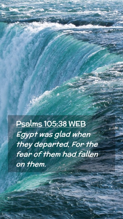Picture 02 - Psalms 105:38 WEB Mobile Phone Wallpaper - Egypt was glad when they departed, For the fear - Mobile Bible Verse Wallpaper