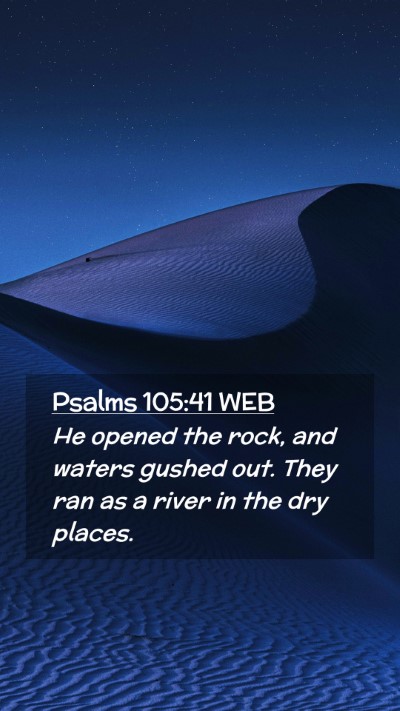 Picture 02 - Psalms 105:41 WEB Mobile Phone Wallpaper - He opened the rock, and waters gushed out. They - Mobile Bible Verse Wallpaper