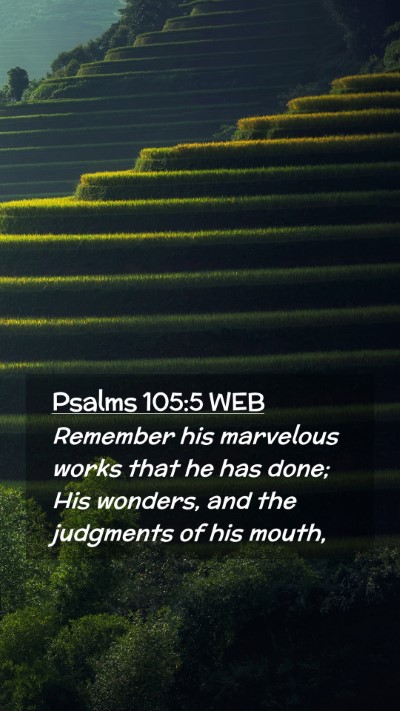 Picture 02 - Psalms 105:5 WEB Mobile Phone Wallpaper - Remember his marvelous works that he has done; - Mobile Bible Verse Wallpaper