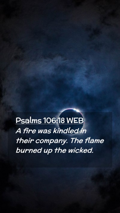 Picture 02 - Psalms 106:18 WEB Mobile Phone Wallpaper - A fire was kindled in their company. The flame - Mobile Bible Verse Wallpaper