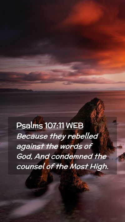 Picture 02 - Psalms 107:11 WEB Mobile Phone Wallpaper - Because they rebelled against the words of God, - Mobile Bible Verse Wallpaper