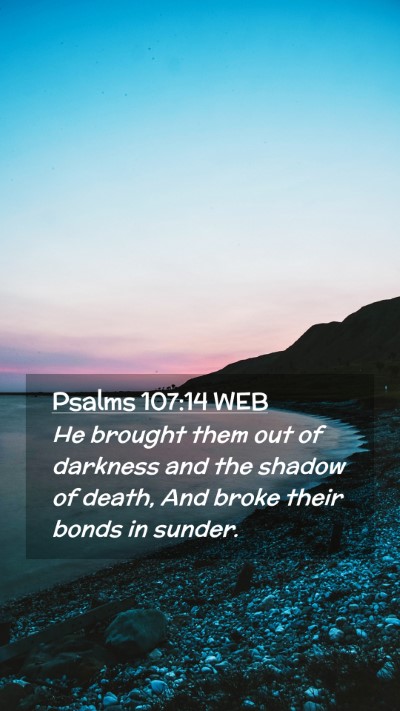 Picture 02 - Psalms 107:14 WEB Mobile Phone Wallpaper - He brought them out of darkness and the shadow of - Mobile Bible Verse Wallpaper