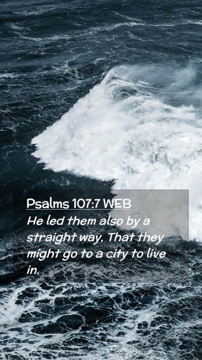 Picture 02 - Psalms 107:7 WEB Mobile Phone Wallpaper - He led them also by a straight way, That they - Mobile Bible Verse Wallpaper