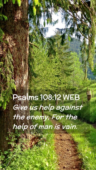 Picture 02 - Psalms 108:12 WEB Mobile Phone Wallpaper - Give us help against the enemy, For the help of - Mobile Bible Verse Wallpaper