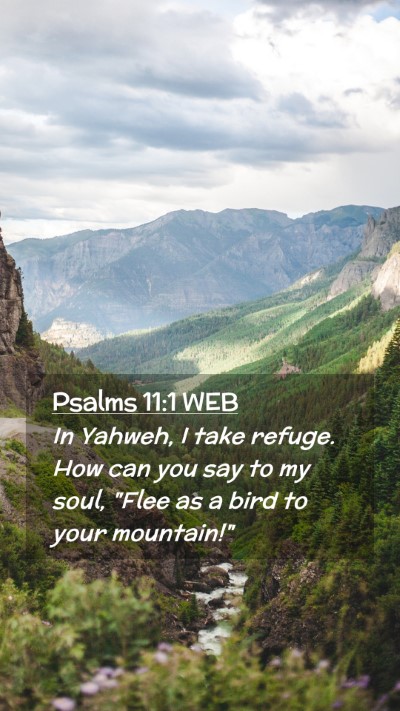 Picture 02 - Psalms 11:1 WEB Mobile Phone Wallpaper - In Yahweh, I take refuge. How can you say to my - Mobile Bible Verse Wallpaper
