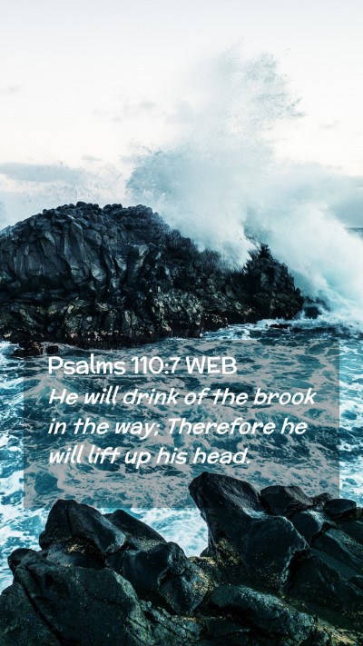 Picture 02 - Psalms 110:7 WEB Mobile Phone Wallpaper - He will drink of the brook in the way; Therefore - Mobile Bible Verse Wallpaper