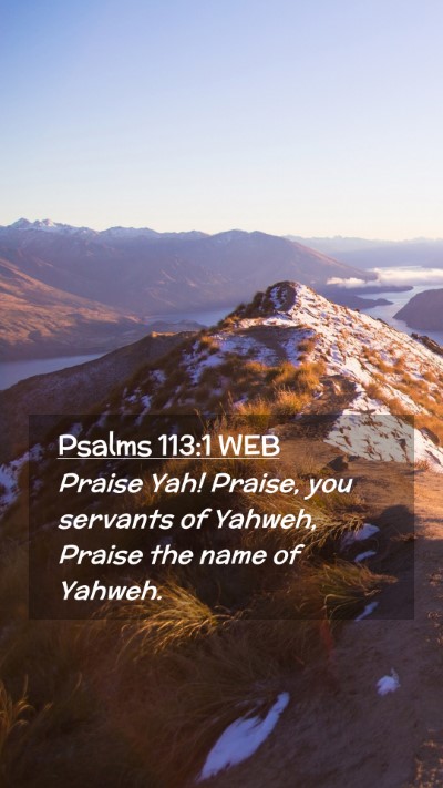 Picture 02 - Psalms 113:1 WEB Mobile Phone Wallpaper - Praise Yah! Praise, you servants of Yahweh, - Mobile Bible Verse Wallpaper