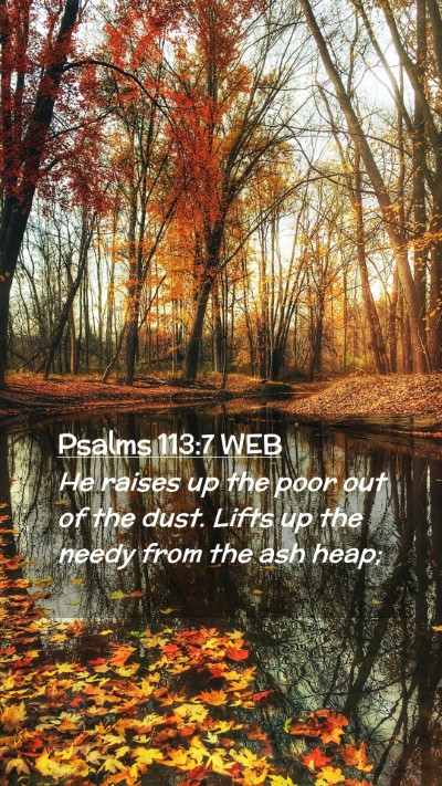 Picture 02 - Psalms 113:7 WEB Mobile Phone Wallpaper - He raises up the poor out of the dust. Lifts up - Mobile Bible Verse Wallpaper