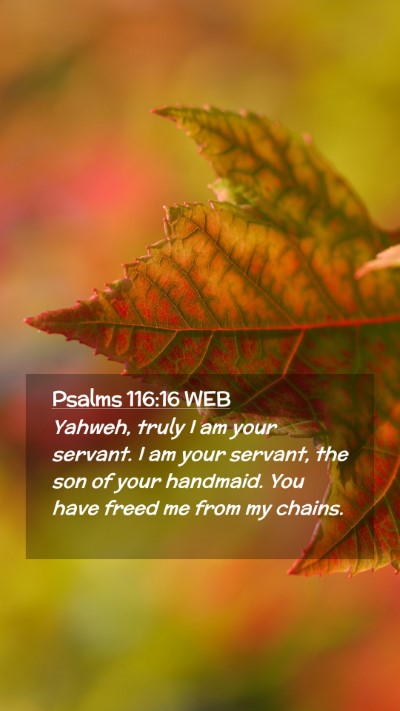 Picture 02 - Psalms 116:16 WEB Mobile Phone Wallpaper - Yahweh, truly I am your servant. I am your - Mobile Bible Verse Wallpaper