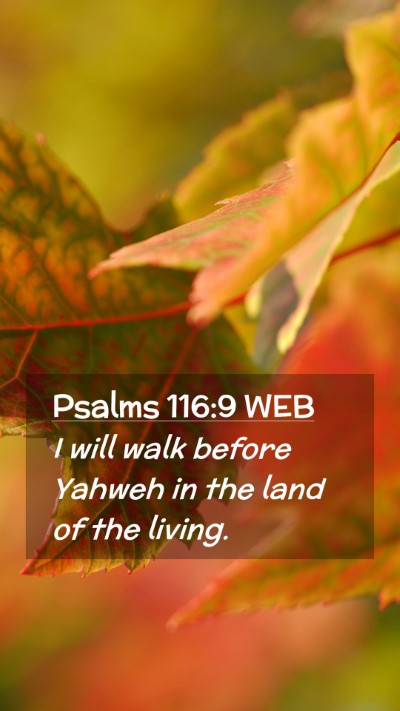 Picture 02 - Psalms 116:9 WEB Mobile Phone Wallpaper - I will walk before Yahweh in the land of the - Mobile Bible Verse Wallpaper