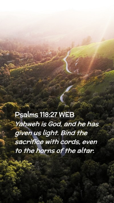 Picture 02 - Psalms 118:27 WEB Mobile Phone Wallpaper - Yahweh is God, and he has given us light. Bind - Mobile Bible Verse Wallpaper