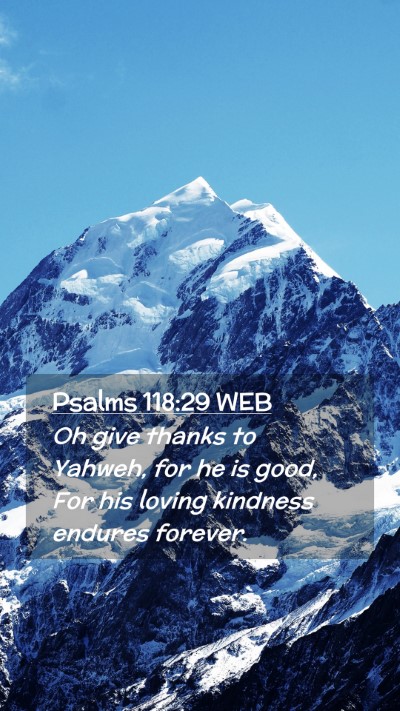 Picture 02 - Psalms 118:29 WEB Mobile Phone Wallpaper - Oh give thanks to Yahweh, for he is good, For his - Mobile Bible Verse Wallpaper