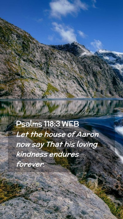 Picture 02 - Psalms 118:3 WEB Mobile Phone Wallpaper - Let the house of Aaron now say That his loving - Mobile Bible Verse Wallpaper