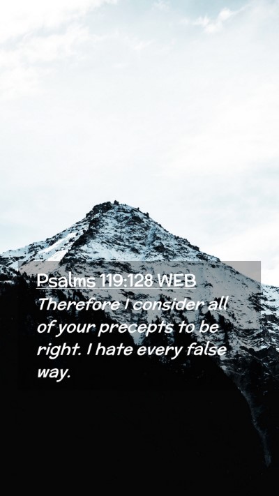 Picture 02 - Psalms 119:128 WEB Mobile Phone Wallpaper - Therefore I consider all of your precepts to be - Mobile Bible Verse Wallpaper