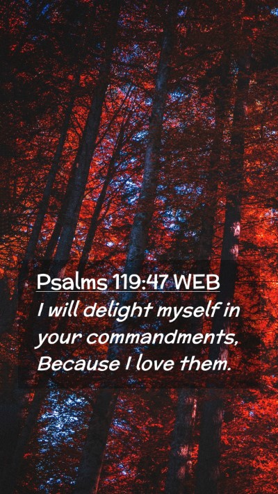 Picture 02 - Psalms 119:47 WEB Mobile Phone Wallpaper - I will delight myself in your commandments, - Mobile Bible Verse Wallpaper