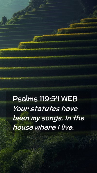 Picture 02 - Psalms 119:54 WEB Mobile Phone Wallpaper - Your statutes have been my songs, In the house - Mobile Bible Verse Wallpaper