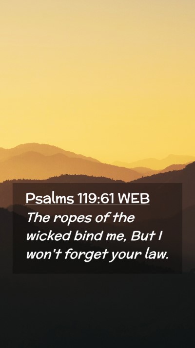 Picture 02 - Psalms 119:61 WEB Mobile Phone Wallpaper - The ropes of the wicked bind me, But I won't - Mobile Bible Verse Wallpaper