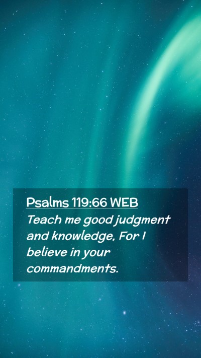 Picture 02 - Psalms 119:66 WEB Mobile Phone Wallpaper - Teach me good judgment and knowledge, For I - Mobile Bible Verse Wallpaper