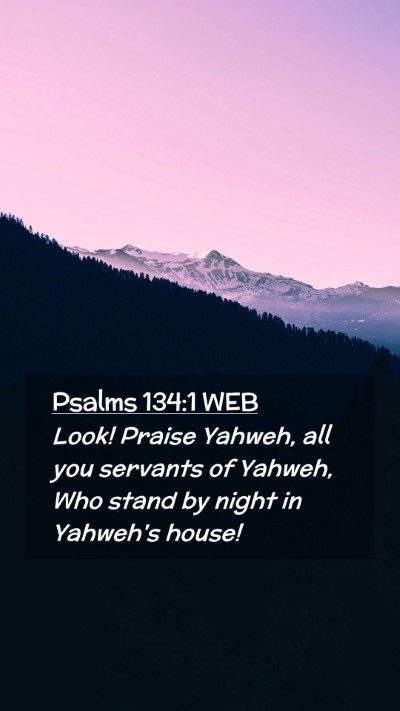 Picture 02 - Psalms 134:1 WEB Mobile Phone Wallpaper - Look! Praise Yahweh, all you servants of Yahweh, - Mobile Bible Verse Wallpaper