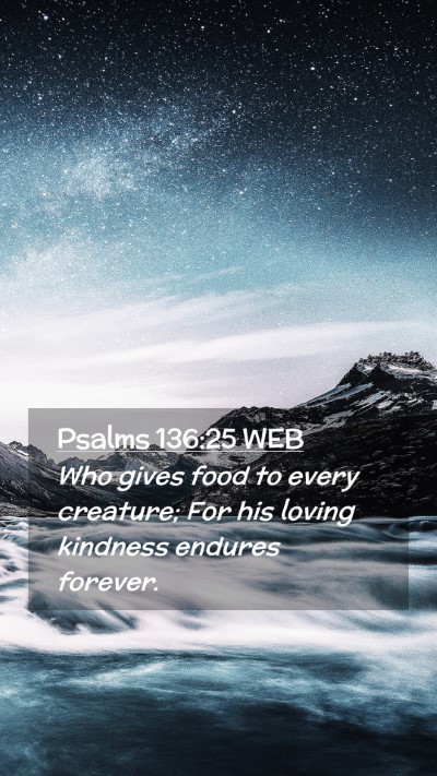 Picture 02 - Psalms 136:25 WEB Mobile Phone Wallpaper - Who gives food to every creature; For his loving - Mobile Bible Verse Wallpaper