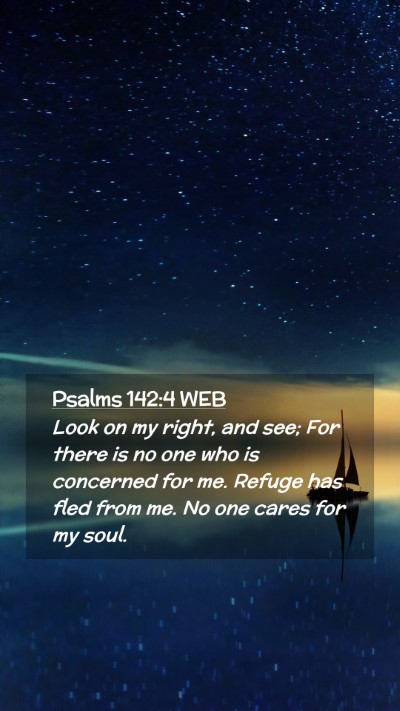 Picture 02 - Psalms 142:4 WEB Mobile Phone Wallpaper - Look on my right, and see; For there is no one - Mobile Bible Verse Wallpaper