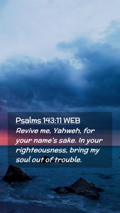 Picture 02 - Psalms 143:11 WEB Mobile Phone Wallpaper - Revive me, Yahweh, for your name's sake. In your - Mobile Bible Verse Wallpaper