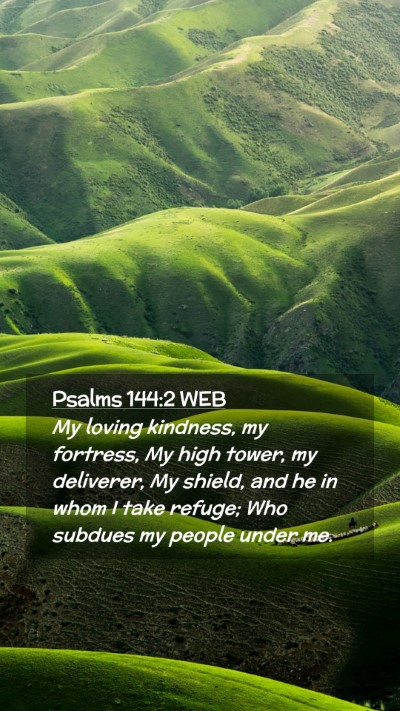 Picture 02 - Psalms 144:2 WEB Mobile Phone Wallpaper - My loving kindness, my fortress, My high tower, - Mobile Bible Verse Wallpaper