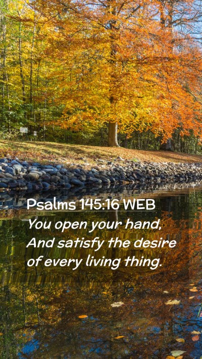Picture 02 - Psalms 145:16 WEB Mobile Phone Wallpaper - You open your hand, And satisfy the desire of - Mobile Bible Verse Wallpaper