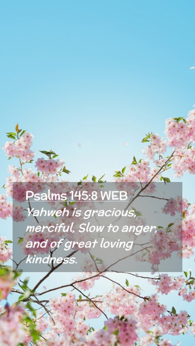 Picture 02 - Psalms 145:8 WEB Mobile Phone Wallpaper - Yahweh is gracious, merciful, Slow to anger, and - Mobile Bible Verse Wallpaper
