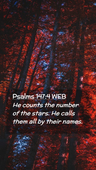 Picture 02 - Psalms 147:4 WEB Mobile Phone Wallpaper - He counts the number of the stars. He calls them - Mobile Bible Verse Wallpaper