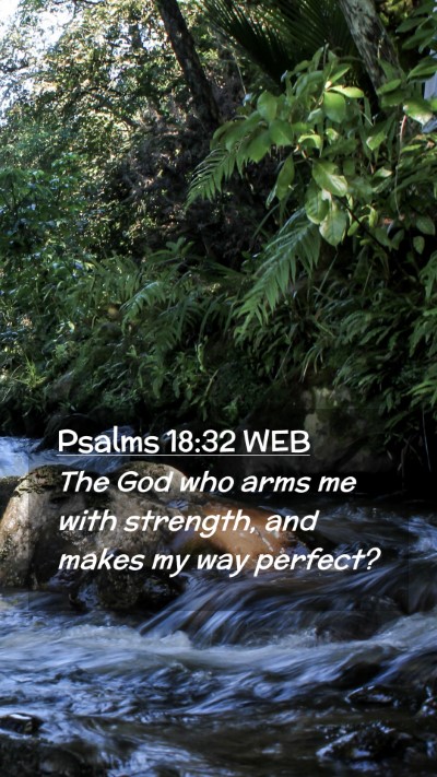 Picture 02 - Psalms 18:32 WEB Mobile Phone Wallpaper - The God who arms me with strength, and makes my - Mobile Bible Verse Wallpaper