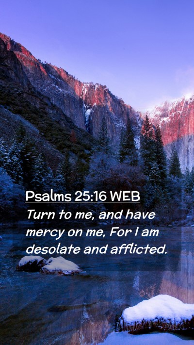 Picture 02 - Psalms 25:16 WEB Mobile Phone Wallpaper - Turn to me, and have mercy on me, For I am - Mobile Bible Verse Wallpaper