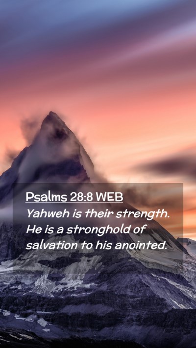 Picture 02 - Psalms 28:8 WEB Mobile Phone Wallpaper - Yahweh is their strength. He is a stronghold of - Mobile Bible Verse Wallpaper