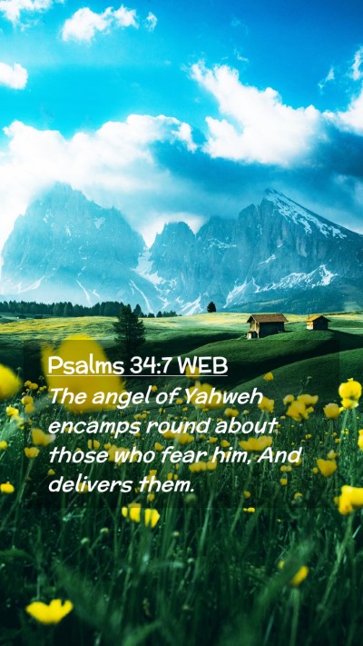 Picture 02 - Psalms 34:7 WEB Mobile Phone Wallpaper - The angel of Yahweh encamps round about those who - Mobile Bible Verse Wallpaper