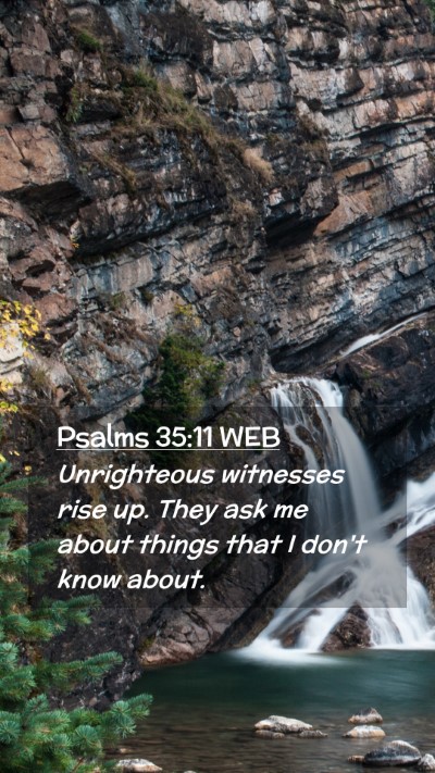 Picture 02 - Psalms 35:11 WEB Mobile Phone Wallpaper - Unrighteous witnesses rise up. They ask me about - Mobile Bible Verse Wallpaper