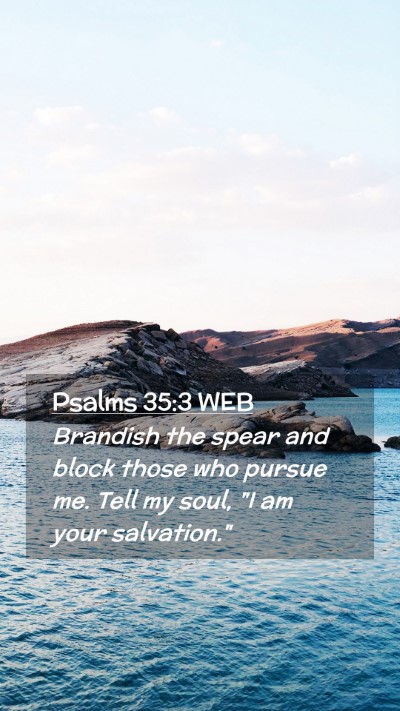 Picture 02 - Psalms 35:3 WEB Mobile Phone Wallpaper - Brandish the spear and block those who pursue me. - Mobile Bible Verse Wallpaper