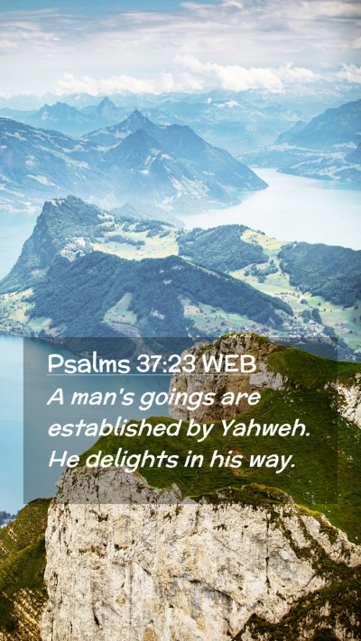 Picture 02 - Psalms 37:23 WEB Mobile Phone Wallpaper - A man's goings are established by Yahweh. He - Mobile Bible Verse Wallpaper