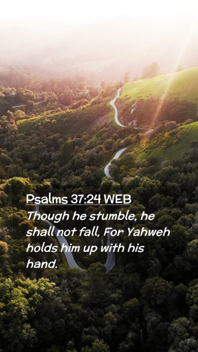Picture 02 - Psalms 37:24 WEB Mobile Phone Wallpaper - Though he stumble, he shall not fall, For Yahweh - Mobile Bible Verse Wallpaper
