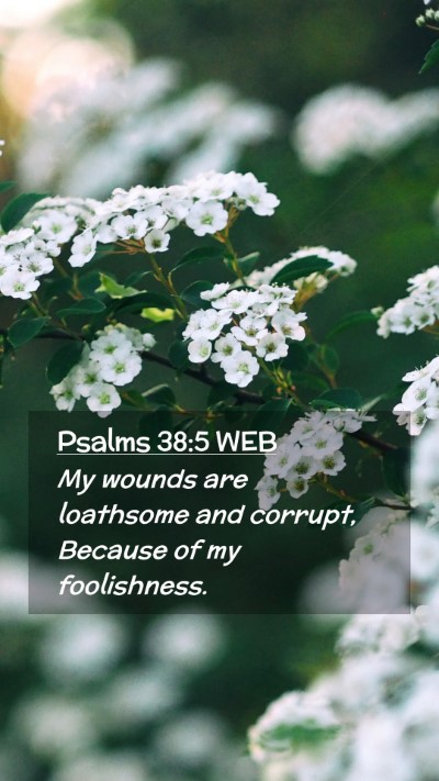 Picture 02 - Psalms 38:5 WEB Mobile Phone Wallpaper - My wounds are loathsome and corrupt, Because of - Mobile Bible Verse Wallpaper